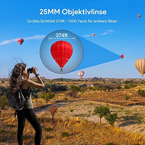 Fernglas 10x25 Ferngläser für Kinder und Erwachsene, HD Wasserdicht Feldstecher mit Nachtsicht und FMC-Linse für… – Bild 3