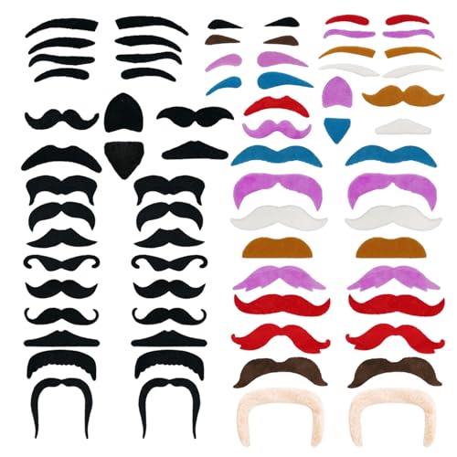 Bigodes postiços Moustache Party bigode falso sobrancelhas novidade fantasia bigodes para festa desempenho mascarada multicolor vários estilos - 60 peças