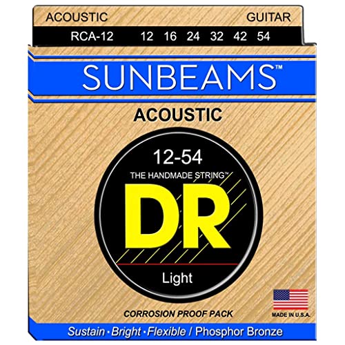 DR String RCA-12 Sunbeam Jeu de cordes pour guitare acoustique - Les Beatles, Paul McCartney, John Lennon, RIngo Starr, George Harrison DR String RCA-12 Sunbeam Jeu de cordes pour guitare acoustique