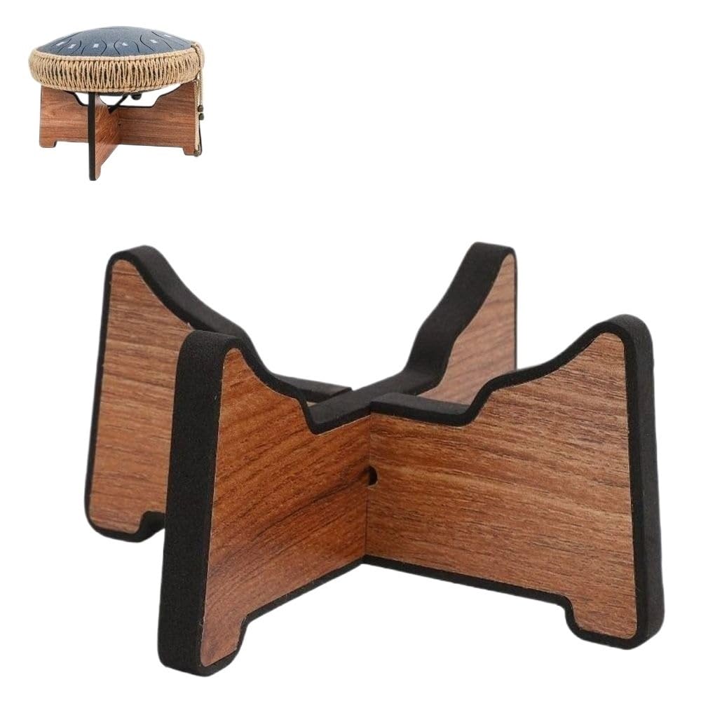 Handpan-Trommelständer Aus Holz – Abnehmbar, Passend For 6-12 Zoll Trommeln/Snare-Drums, Mit Silikonbeschichtung(Dark Brown-M)