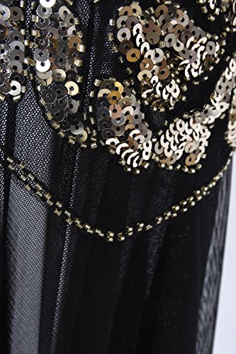 Image of PrettyGuide Women 's 1920s Black Sequin Gatsby Maxi Long Evening Prom Dress