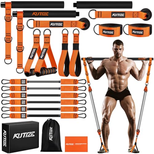 Image of KUTIZE Pilates Bar Kit with Resistance Bands, Heavy Duty Pilates Equipment for Men, Training Bands with Handles for Legs, Hip, Back, Arm, Abs, Chest, Shoulders, Portable Home Gym Workout Equipment