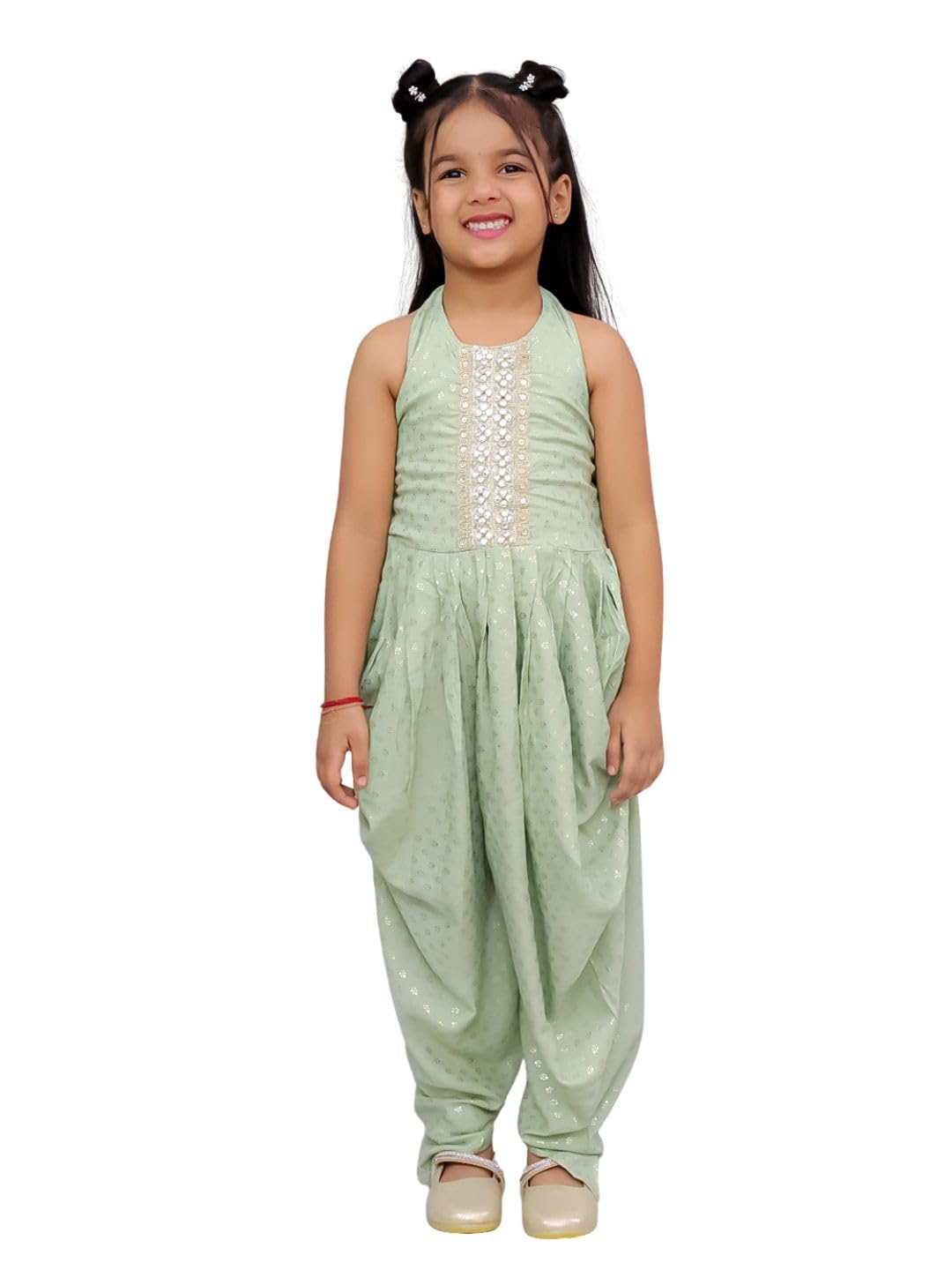 lil drama Fusion Fair Girls Green Dhoti Jumper-picture-13
