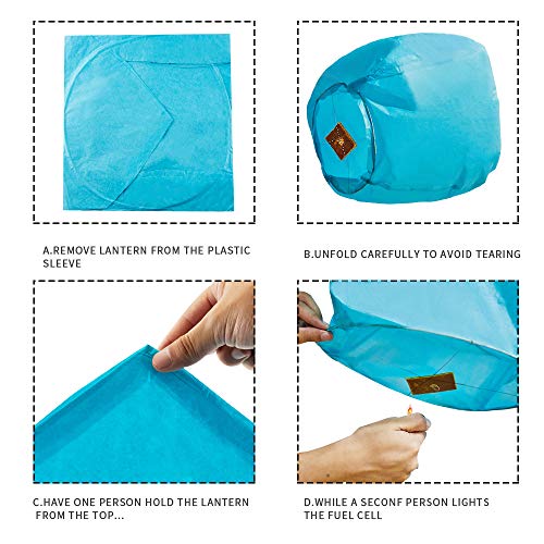 10 Pack Multicolor Chinese Lanterns, Sky Lanterns, 100% Biodegradable Environmentally Friendly Paper Lanterns for Party, Celebrations, Weddings, New Years, Festivals, Memorial Ceremonies - Thumbnail 5