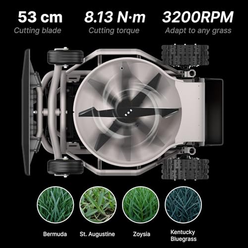Image of Mowrator S1 2WD 56V 12Ah Remote Control Lawn Mower, 45% (24) Slope, Upgraded with Grip Tread Tires & Metal Hubcaps, 21 inch Steel Blade, 1.8-4.6 inch Height, Covers up to 0.75 Acre, Mulching Blade Included