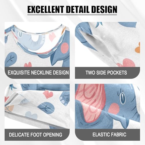 senya Short Sleeve Pajamas Sets Summer Cotton Sleepwear Cartoon Blue Elephant4