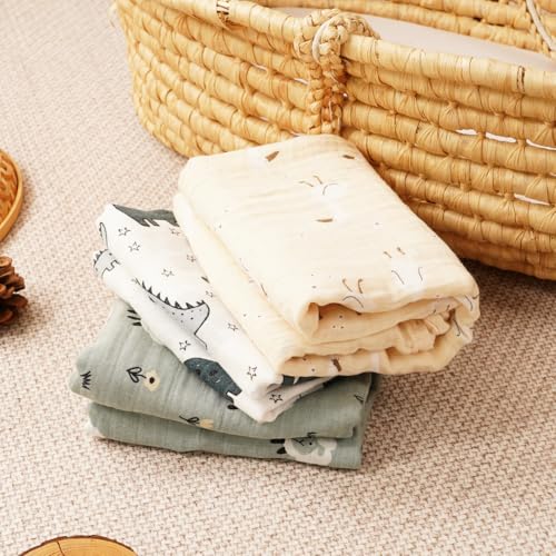 Image of Muslin Swaddle Blankets for Baby Boys and Girls,3 Pack Breathable Soft Receiving Blanket,Large 43.3X 43.3 inches,Newborn Essentials Must Haves(Animal)