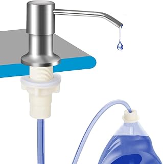 OHiHi Brushed Nickel Kitchen Sink Soap Dispenser with 47" No-Spill Extension Tube - Easy Install, No Refills for Kitchen & Bath