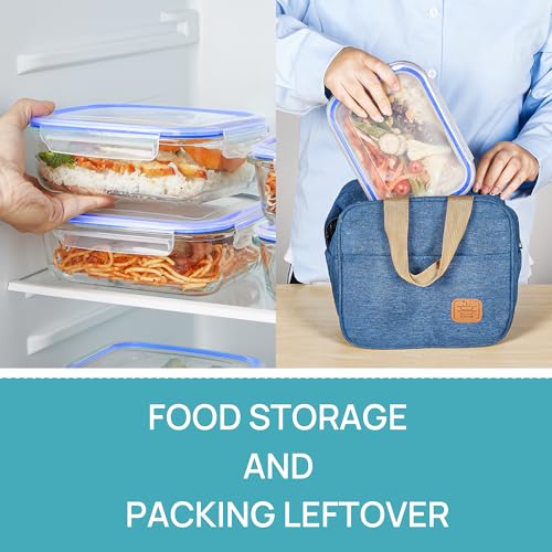 Vtopmart 5Pack 22oz Glass Storage Containers with Lids, Glass Meal Prep Food Container Sets with Snap Airtight Lids for Microwave, Oven, Freezer and Dishwasher, Blue #4