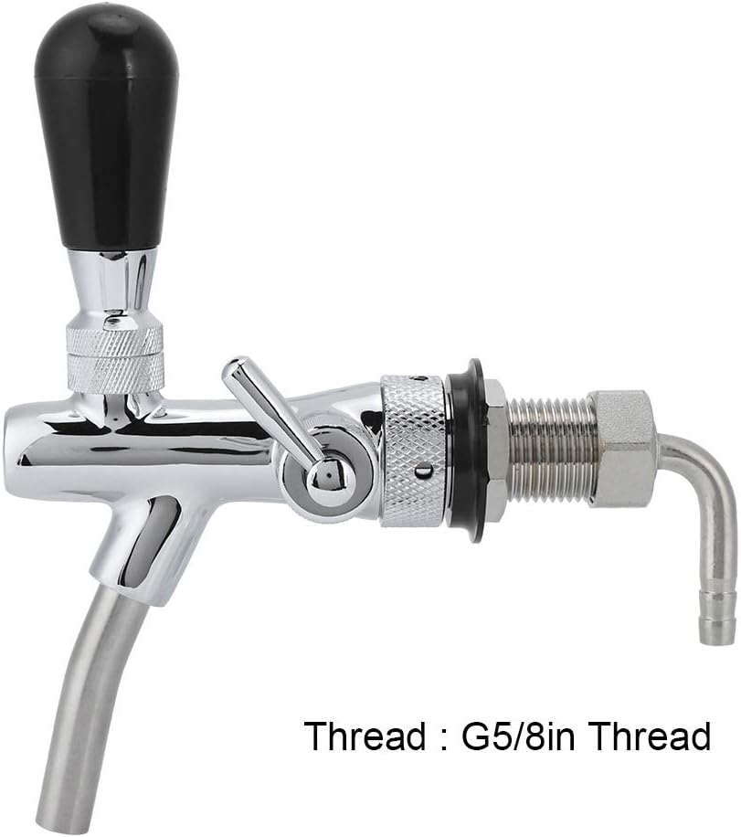 Beer Faucet G5/8in Thread Brass Beer Tap Stainless Steel Adjustable Beer Keg Faucet Drinking Faucet Kegerator Parts for Bar