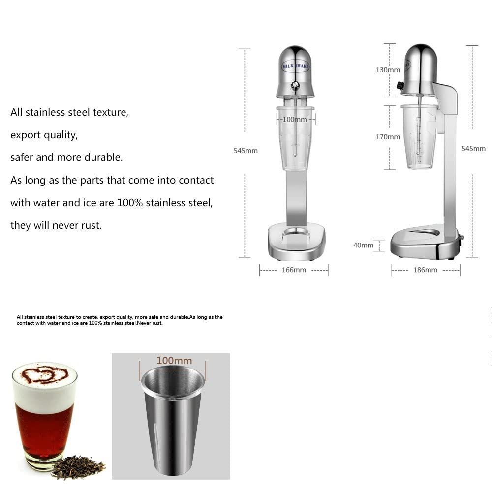 Shaker Électrique Pour Machine À Milkshake Machine De Mélangeur De Lait Frappé 2 Vitesses Boisson Mélangeur Shaker À Cocktails En Acier Inoxydable Shaker De Protéines Milk Shaker 18 000 RPM 650ML 180W