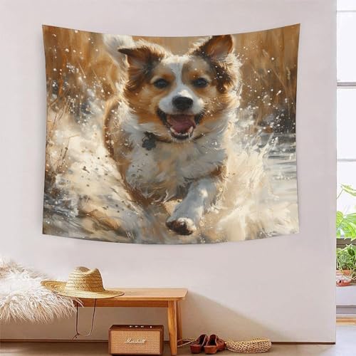 Tapisserie Border Collie 3D grand tissu mural de décoration et tenture de lit 180x230