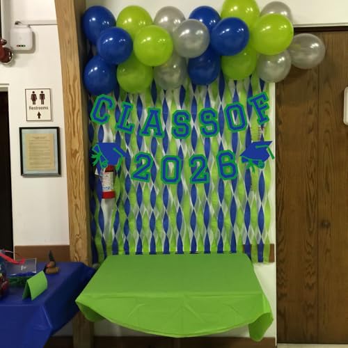 Image of Class of 2026 Graduation Banner University College Grad Garlands Decoration Party Supplies High School Colors Blue Green