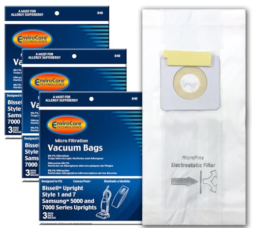 EnviroCare Replacement Micro Filtration Vacuum Cleaner Dust Bags Designed to Fit Bissell Style 1 and 7 Uprights 9 Pack