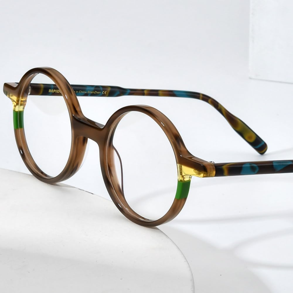 MUTYNE Occhiali da vista in acetato multicolore Montatura da uomo Occhiali da vista rotondi retrò Occhiali da vista da donna