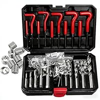 Fuutilake Helicoil Gewindereparatur Set 131-teilig HSS – Komplettset für M5, M6, M8, M10, M12 mit Spiralbohrern, T-Griffen & Metallbox | Für Auto, Motorblock, Getriebe & Maschinenreparatur
