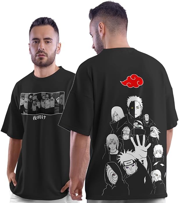 crazymonkNaruto Akatsuki Team Anime Oversized T-Shirt