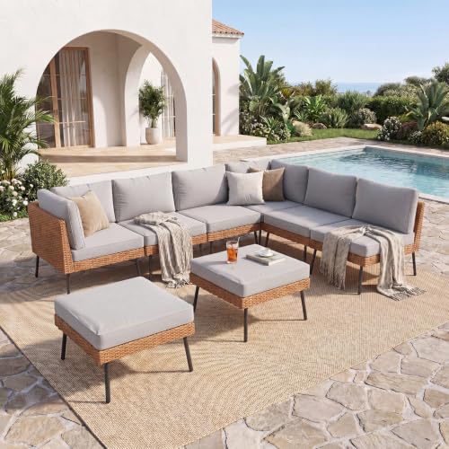 Aoxun 8 Piece Outdoor Sectional Sofa Set