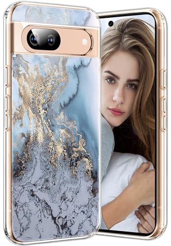 Coque Pixel 8A anti-choc silicone transparent avec motif marbre anti-rayures