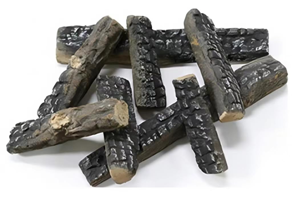 ukiyo Kaminholz-Deko-Set 8-teilig – Keramikholz für Bio-Ethanol oder Gas-Kamin