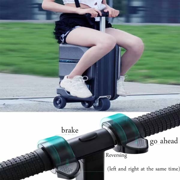 Smart Travel Trolley Suitcase Electric Car, Rideable Suitcase, Colorful Atmosphere Light, Smart Induction LED, Multi-Function Boarding Case, White (White)4