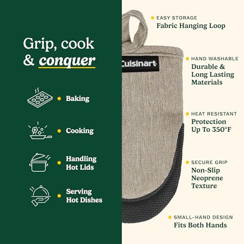 Image of Cuisinart Mini Oven Mitts, 2-Pack, Neoprene Grip, Heat Resistant 350F