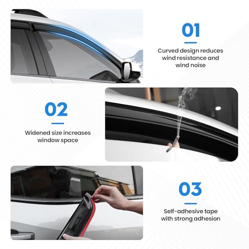 Image of Equinox Rain Guards - Window Visors for Chevrolet Chevy Equinox 2025 2026(Not for EV), Out-Channel Side Window Rain Guards for Equinox Accessories, 4PCS, Black, Car Accessories