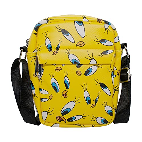 Looney Tunes Bag, Crossbody, Tweety Expressions Scattered, Yellow, Vegan Leather