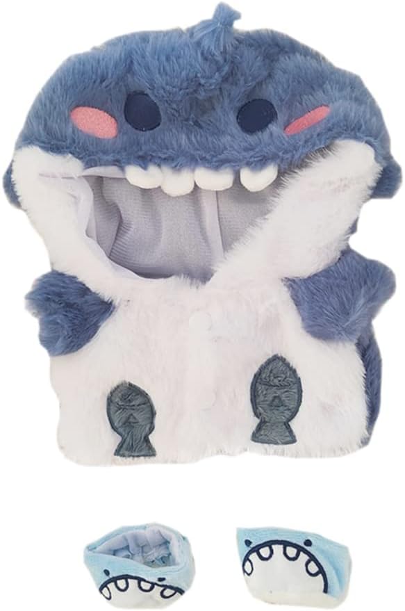 niannyyhouse 20cm Plush Doll Clothes Shark Hoodie Shoes 8in Doll Accessories