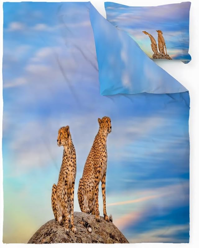 Miniatura 2 de Leopard Duvet Cover Queen Animal Print Bedding Sets Queen Soft Microfiber Comforter Cover and 2 Pillow Shams 20"X26", Bed Set Duvet Covers with