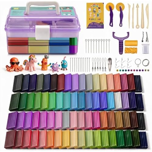 Aestd-ST Polymer Clay Kit 72 Colors, Oven Bake Modeling Clay for Kids