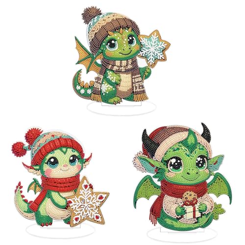 ARTopet 3Pcs DIY Diamond Desktop Ornament Special Shaped Crystal Pterosaur Acrylic Diamond Art Painting Tabletop Ornaments Single Sided Diamond Home Decor