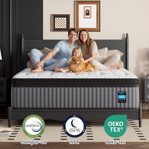 Image of BedStory Medium Firm Queen Mattress 14 Inch, Deep Sleep Hybrid Mattresses 7-Zone Pain Relief - Medium Firm Bed in a Box - Fiberglass Free, CertiPUR-US Certified