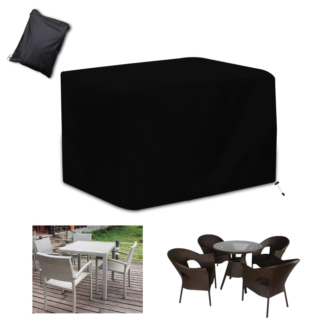 Outdoor Table Cover – Waterproof, UV-Resistant, Heavy Duty for Square & Round Patio Tables (Black) 4CT_SQ