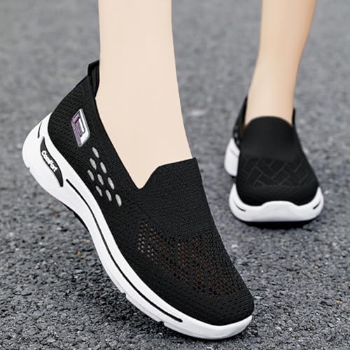 Womens Woven Orthopedic Shoes Breathable Soft Mesh Diabetic Shoes Go Walk Slip on Sneakers Casual Lightweight Comfortable Sneakers with Arch Support Outdoor Walking Tennis Sports Hands Free Loafers2