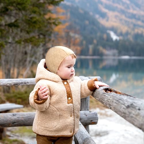 JELLYTREE Baby Hat Bonnet Quilted Pilot Cap Warm Muslin Lined Cotton Toddler Boys Girls Fashion Infant Beanie, 6m 12m 18m2