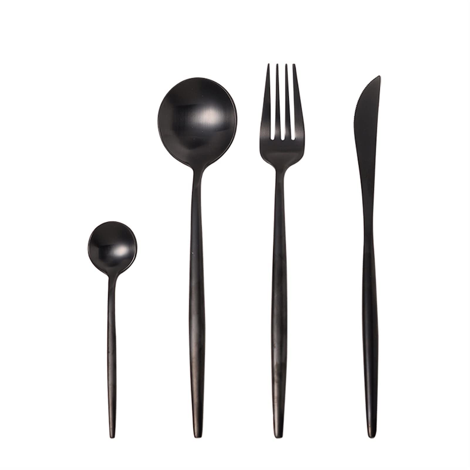 Besteck-Sets, 24-teilig, Edelstahl, westliche Lebensmittel-Geschirr-Sets, schwarzes Besteck, luxuriös, matt, Gabel, Teelöffel, Messer, Handwerk