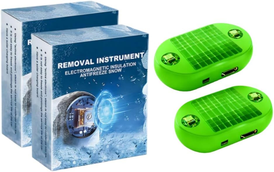2026 New Portable Solar Car Interference Antifreeze Instrument - Electromagnetic Molecular Interference Freeze & Snow Remover for Car Ice and Snow Scraping (Green)