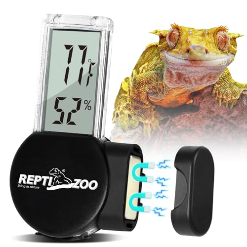 Image of REPTI ZOO Magnetic Reptile Thermometer and Humidity Gauge, Digital LCD Temperature Humidity Monitor, Tank Terrarium Temp and Humidity Meter Accessories for Bearded Dragon, Snake, Hermit Crabs, Gecko