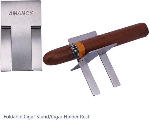 Miniatura 7 de AMANCY Elegante estuche cilíndrico para puros con cortador de puros de primera calidad y reposamanos, kit de humidor de viaje con forro de madera de
