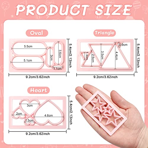 Qfeley 7 Pack Mini Geometric Shape Polymer Clay Cutters Heart Square Star Hexagon Oval Circular Triangle Small Fondant Cutters Shapes Clay Cutter Tools For Polymer Clay Jewelry Making #TOP2