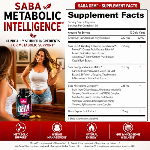 Saba GEM Metabolism & Gut Health Support