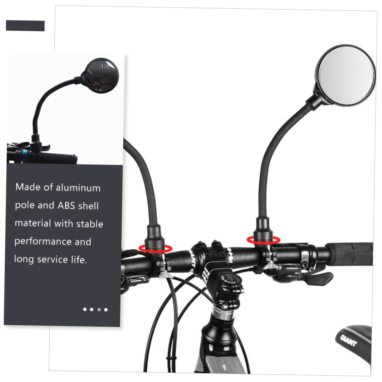 Specchietto Retrovisore Bici da Corsa Nero 2 Pezzi Alluminio Abs | Lente Acrilica, Regolabile e Facile da Installare, per Scooter e Bici, Confezione Doppia