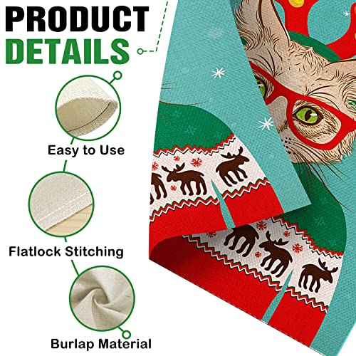 Dyrenson Home Decorative Be Merry Christmas Garden Flag Hipster Cat Double Sided, Xmas Quote Kitty House Yard Flag Kitten, Winter Garden Yard Decorations, Funny Seasonal Outdoor Flag 12 X 18 Holiday #TOP3