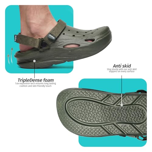 Image of YOHO Dual Hacker Clogs for Men & Boys | Waterproof Monsoon Footwear & Rainy Sandals | Adjustable Strap