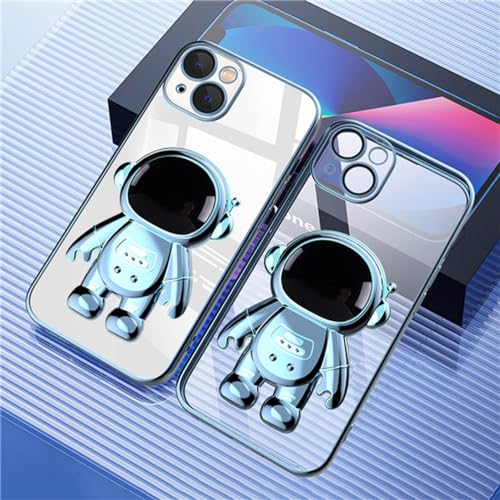 Coque iPhone support mains libres astronaute pour visionnage vidéo bleu