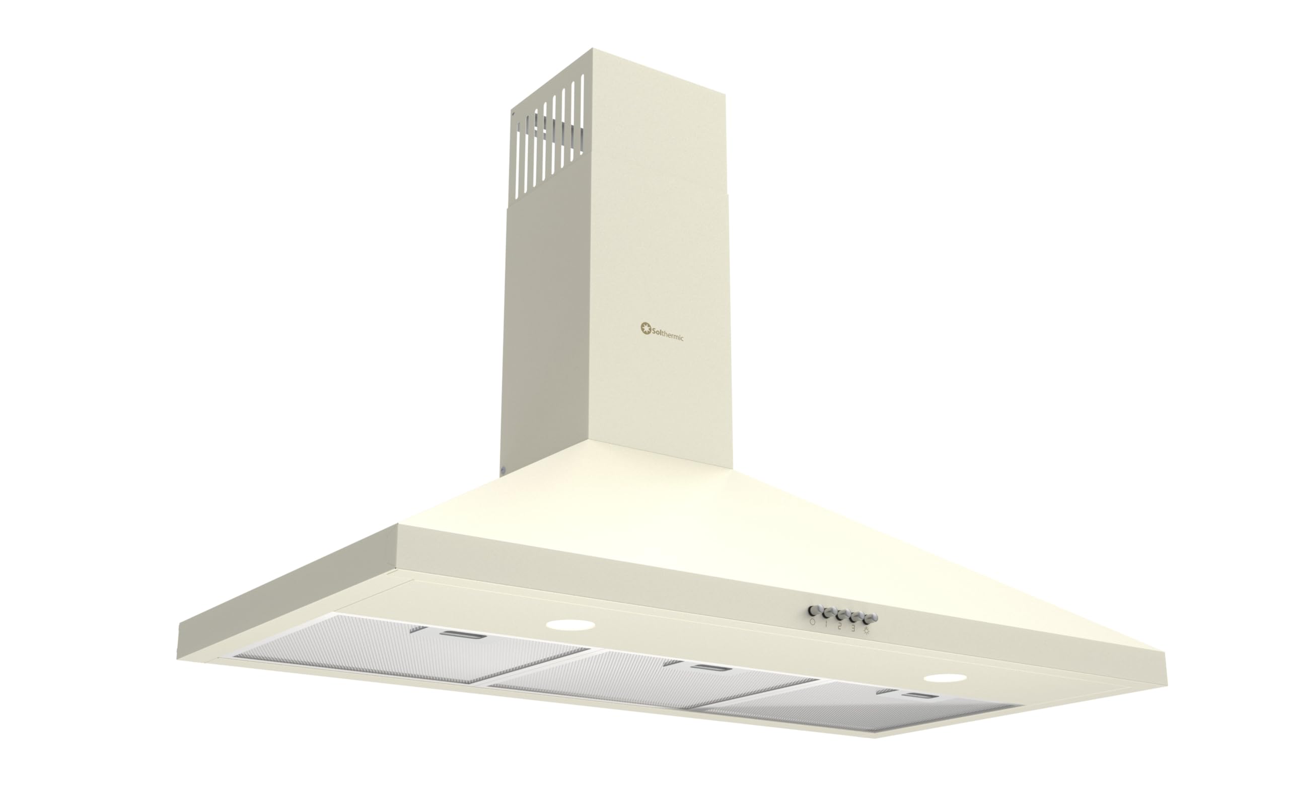 SOLTHERMIC CAMPANA EXTRACTORA 500 M/h TIPO PIRAMIDAL 8923 CREMA 90 CM ANCHO / 3 NIVELES DE POTENCIA/gran POTENCIA y SILENCIOSO/LUZ LED, FILTROS DE ALUMINIO