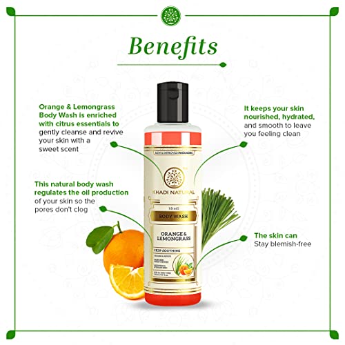 Khadi Natural Herbal Orange & Lemongrass Body Wash| Cleanses and Revives Skin|Regulates oil production| Keeps skin blemish free|Suitable for All... - Image 2