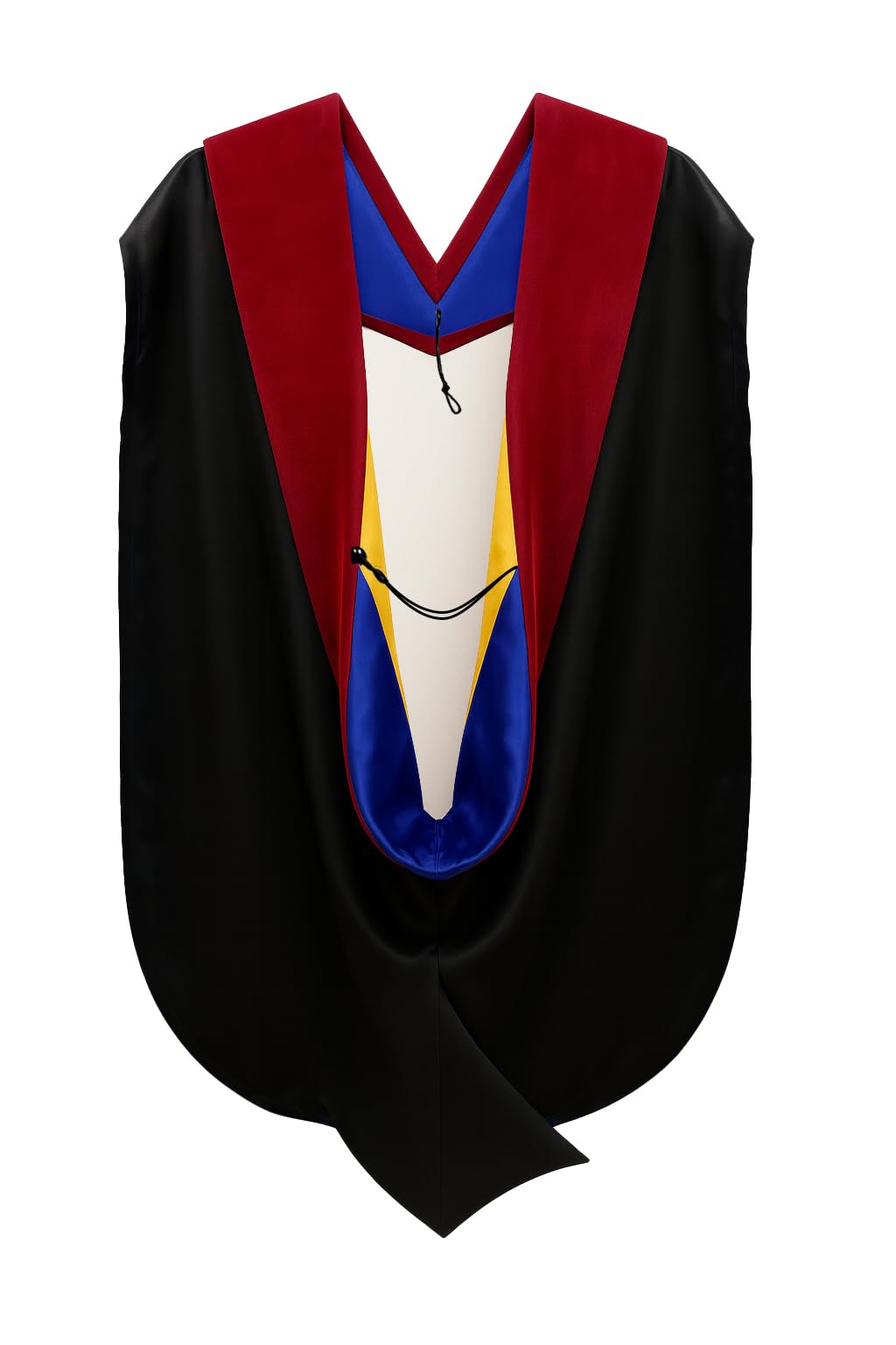 Clerkmans Unisex Scarlet/Royal Blue/Golden Yellow Doctoral Graduation Hood For Doctorate Degree - University Phd Academic Hood
