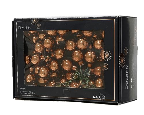 Kaemingk Weihnachtskugeln am Draht Glas 2cm x 144 Stück Spiegelbeeren glänzend Espressobraun lederbraun - Schokobraun - kastanienbraun - kupferbraun - Zimt